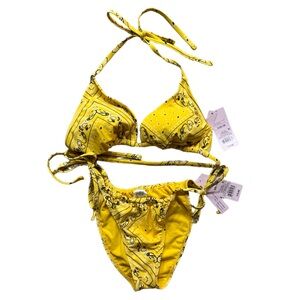 Wild Fable Yellow Bandana Print String Bikini Set